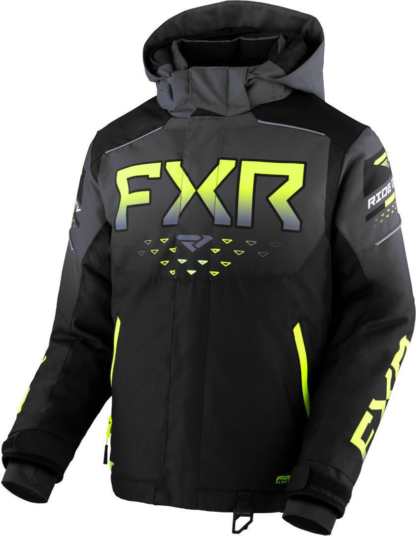 FXR Helium 2023 Chaqueta para moto de nieve juvenil - Negro Gris Amarillo (36)