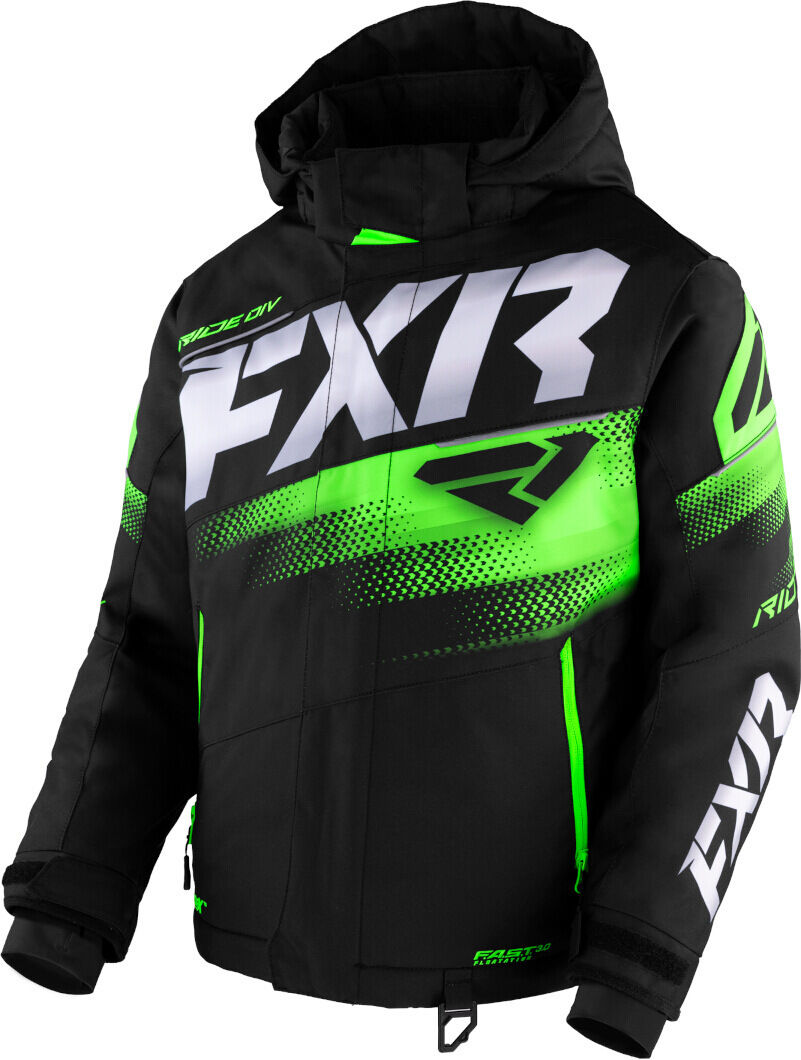 FXR Boost 2023 Chaqueta para moto de nieve juvenil - Negro Verde (XS 32 42)