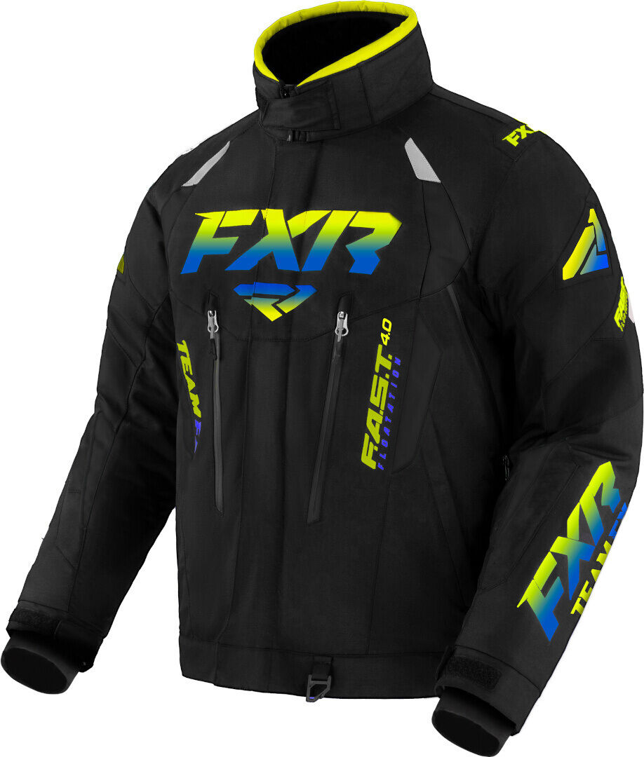 FXR Team FX 2-in-1 2023 Chaqueta para moto de nieve - Negro Azul Amarillo (2XL)