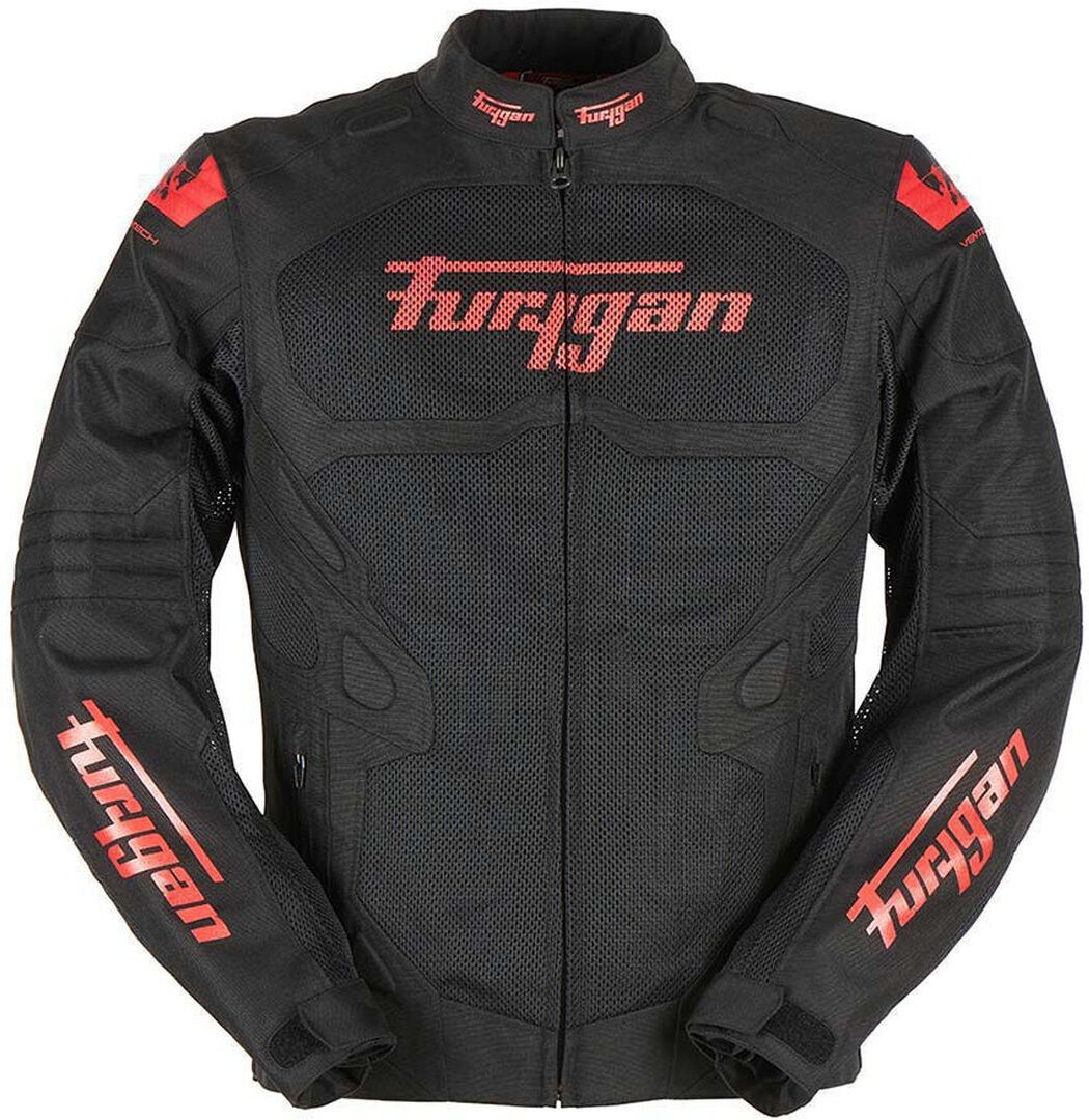 Furygan Atom Vented Evo Chaqueta textil de motocicleta perforada - Negro Rojo (3XL)