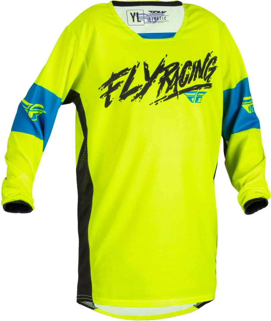 FLY Racing Kinetic Khaos Maillot Juvenil de Motocross - Azul Amarillo (S)