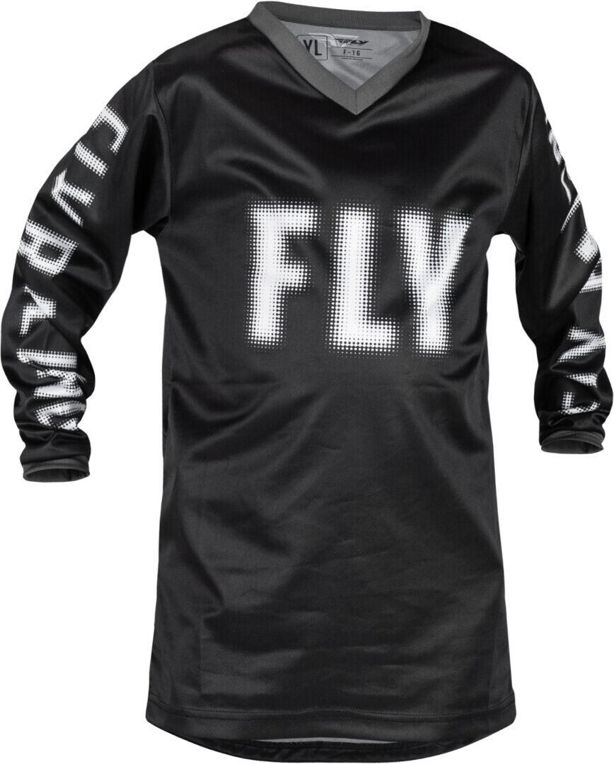 FLY Racing F-16 Maillot Juvenil de Motocross - Negro Blanco (S)