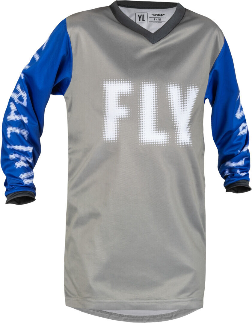 FLY Racing F-16 Maillot Juvenil de Motocross - Gris Azul (S)