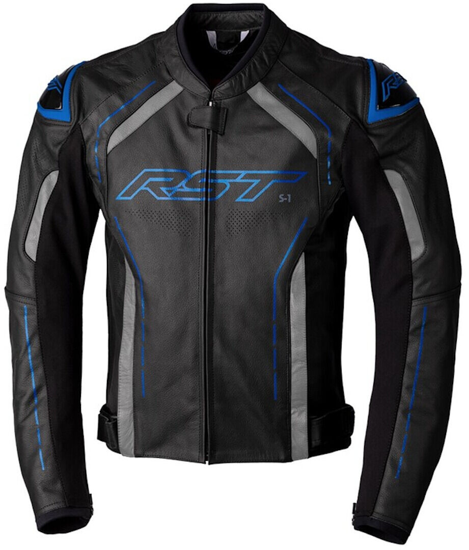 RST S1 Chaqueta de cuero de motocicleta - Negro Azul (48)