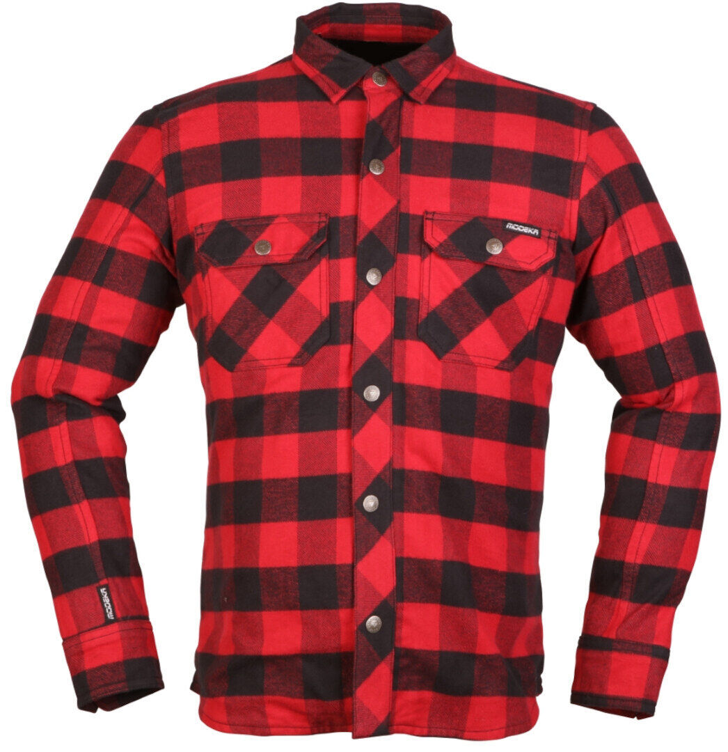 Modeka Nooner Camisa de moto - Negro Rojo (2XL)