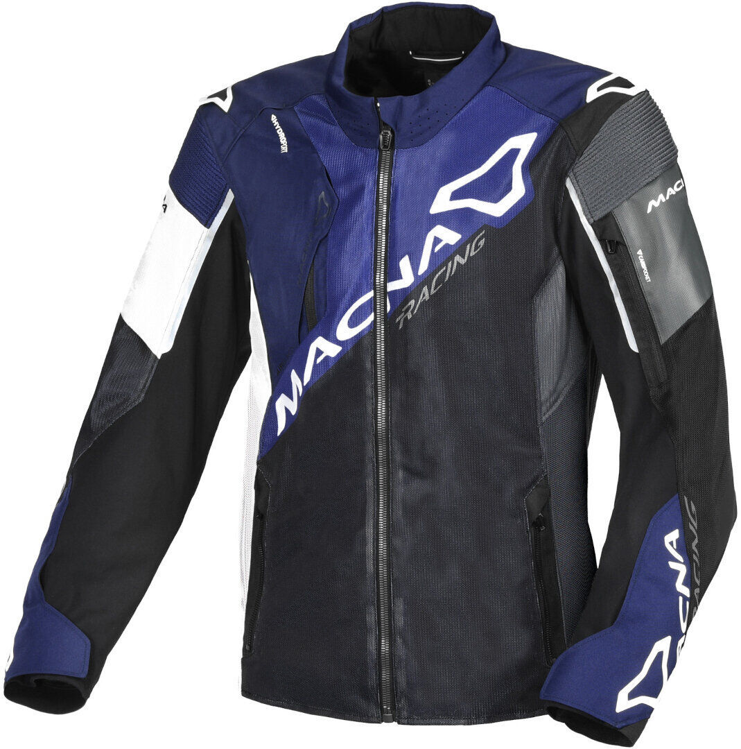 Macna Sigil Chaqueta textil de motocicleta - Negro Blanco Azul (XL)