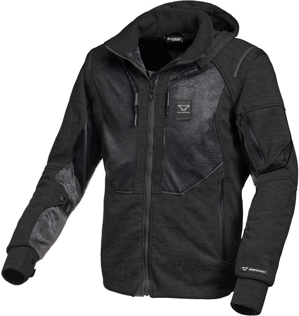 Macna Breeze Sudadera con capucha con cremallera para motocicleta - Negro (M)