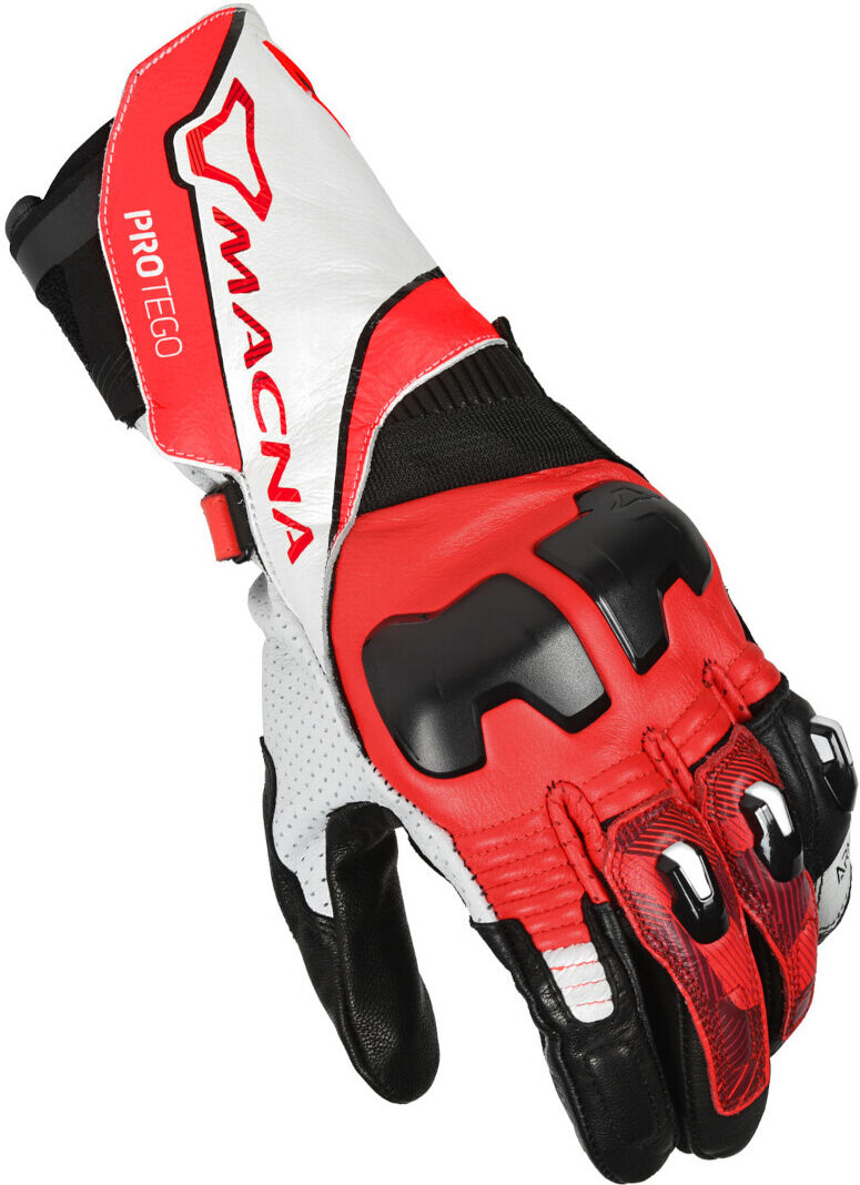 Macna Protego Guantes de motocicleta - Negro Blanco Rojo (2XL)