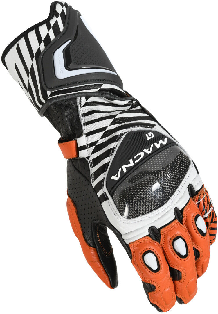 Macna GT Guantes de moto perforados - Negro Blanco Naranja (M)