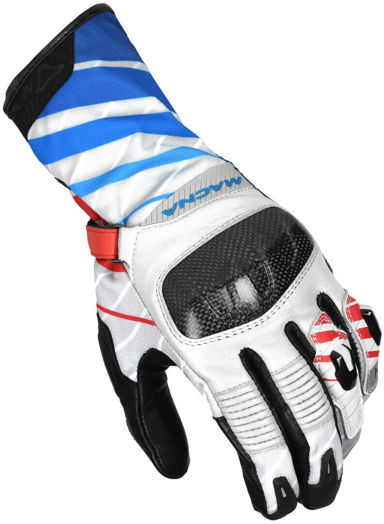 Macna Krown Guantes de moto perforados - Negro Blanco Azul (S)