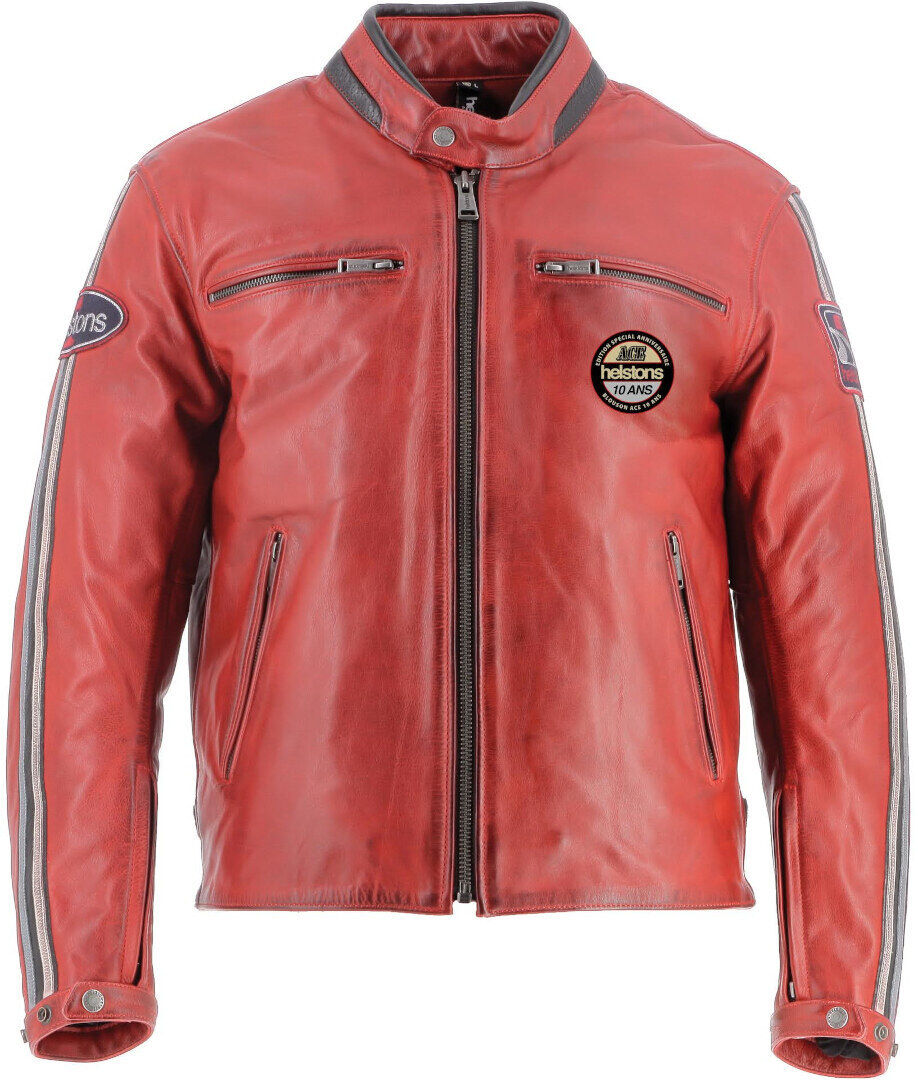 Helstons Ace 10Ans Chaqueta de cuero de motocicleta - Rojo (M)