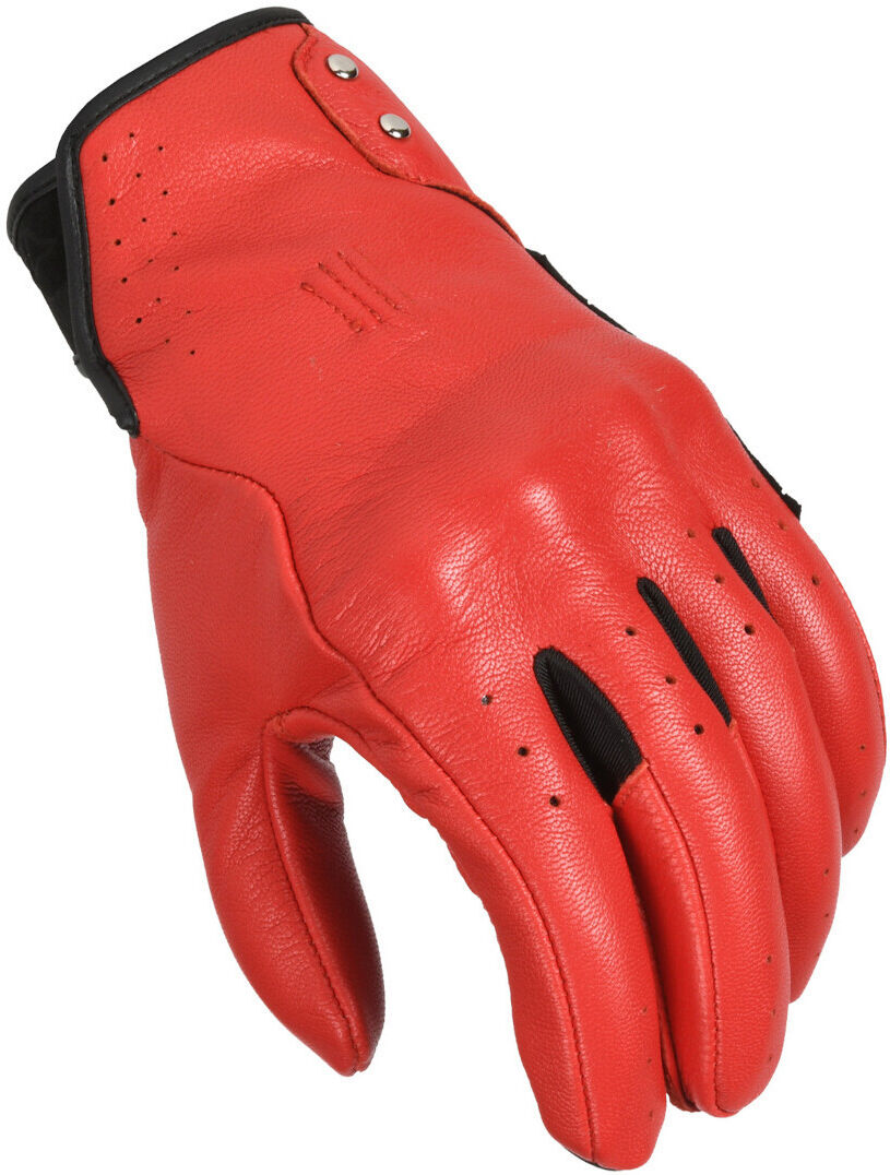 Macna Rouge Guantes de motocicleta perforados para damas - Negro Rojo (M)