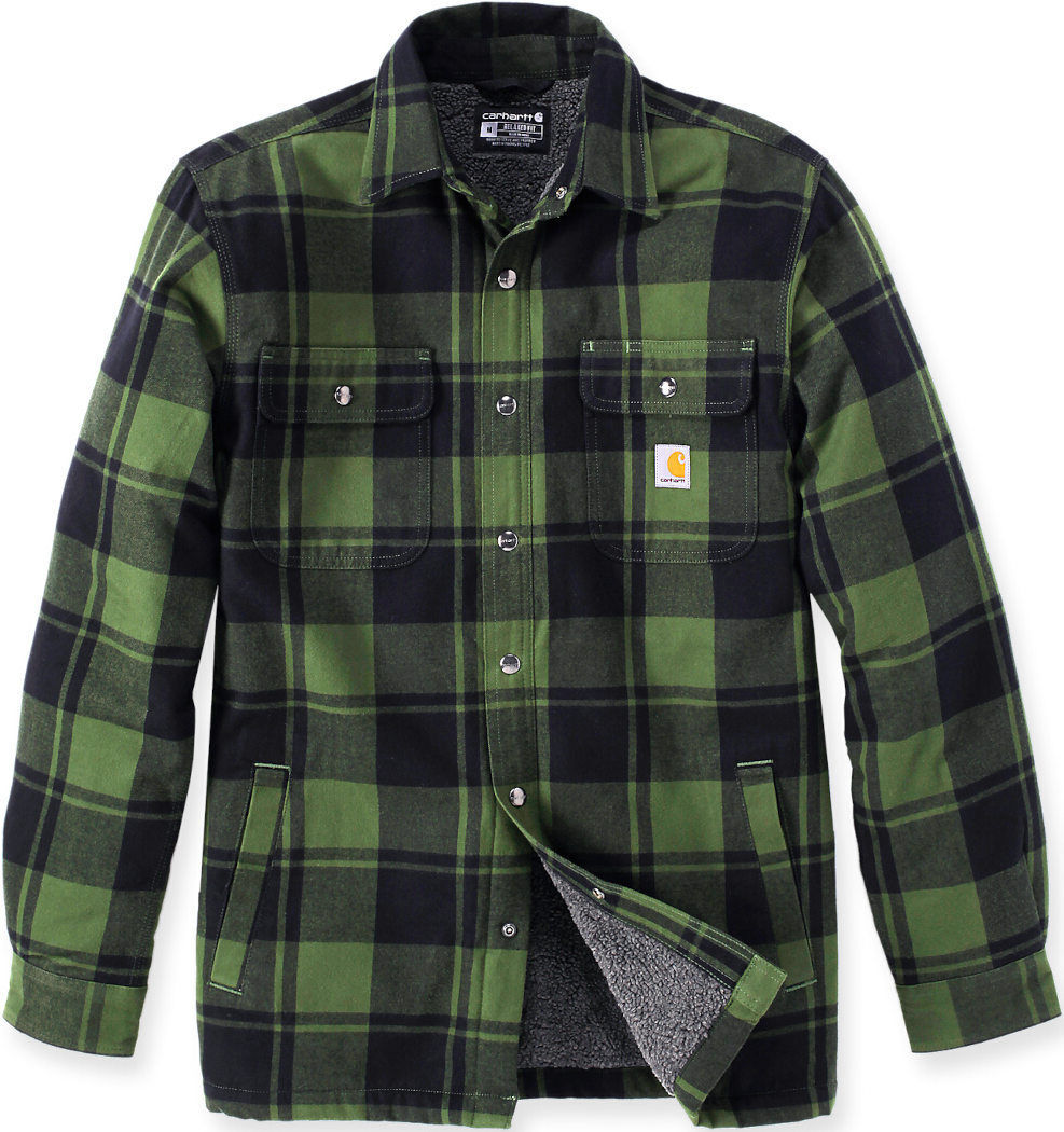 Carhartt Heavyweight Flannel Sherpa Camisa - Verde (M)