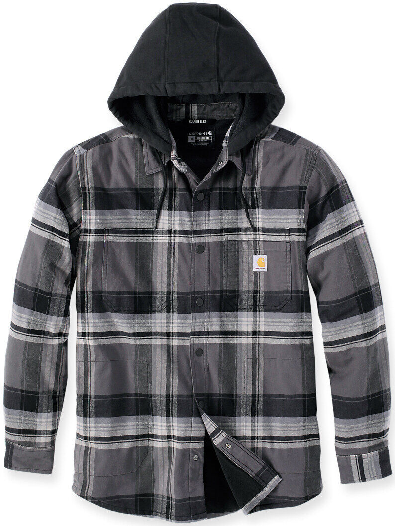 Carhartt Rugged Flex Flannel Hooded Camisa - Negro (XL)