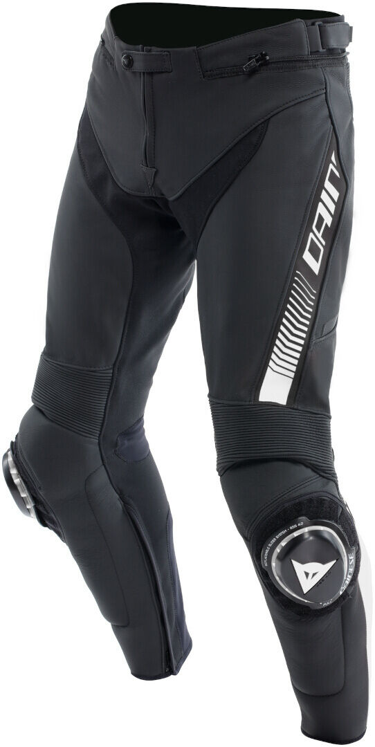 Dainese Super Speed Pantalones de cuero de motocicleta - Negro Blanco (56)