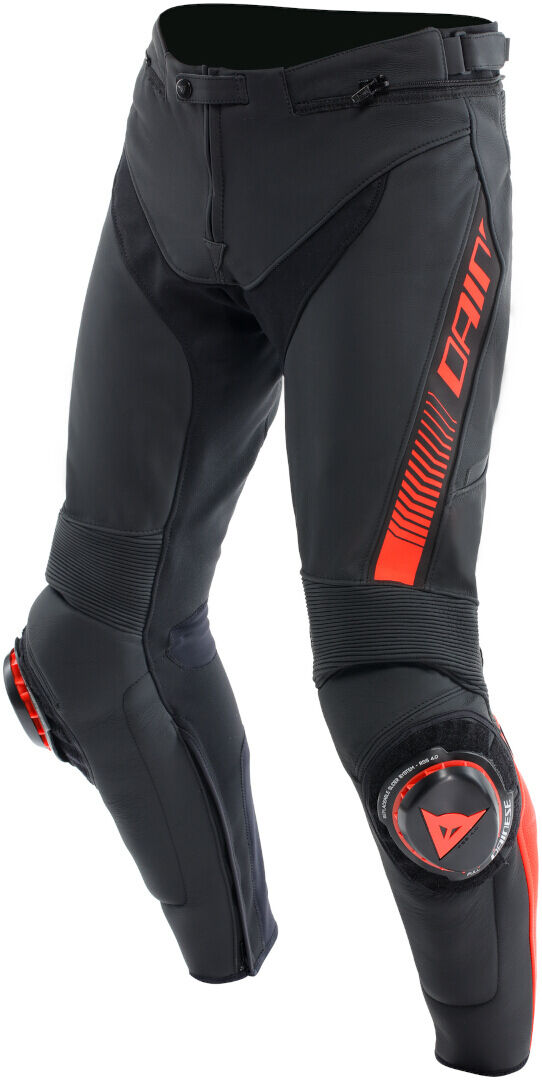 Dainese Super Speed Pantalones de cuero de motocicleta - Negro Rojo (48)