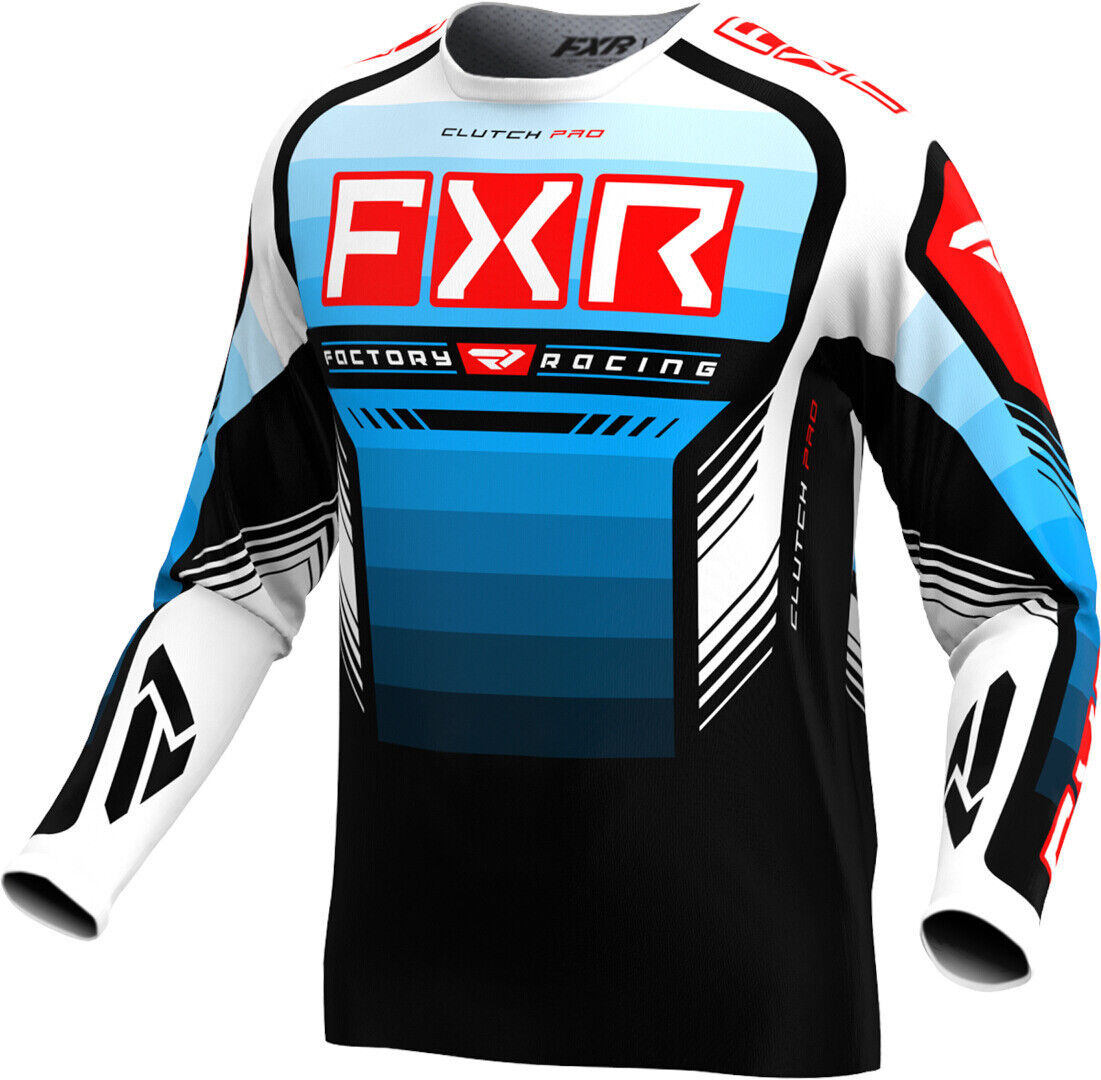 FXR Clutch Pro 2024 Maillot de motocross - Negro Blanco Rojo Azul (XS)