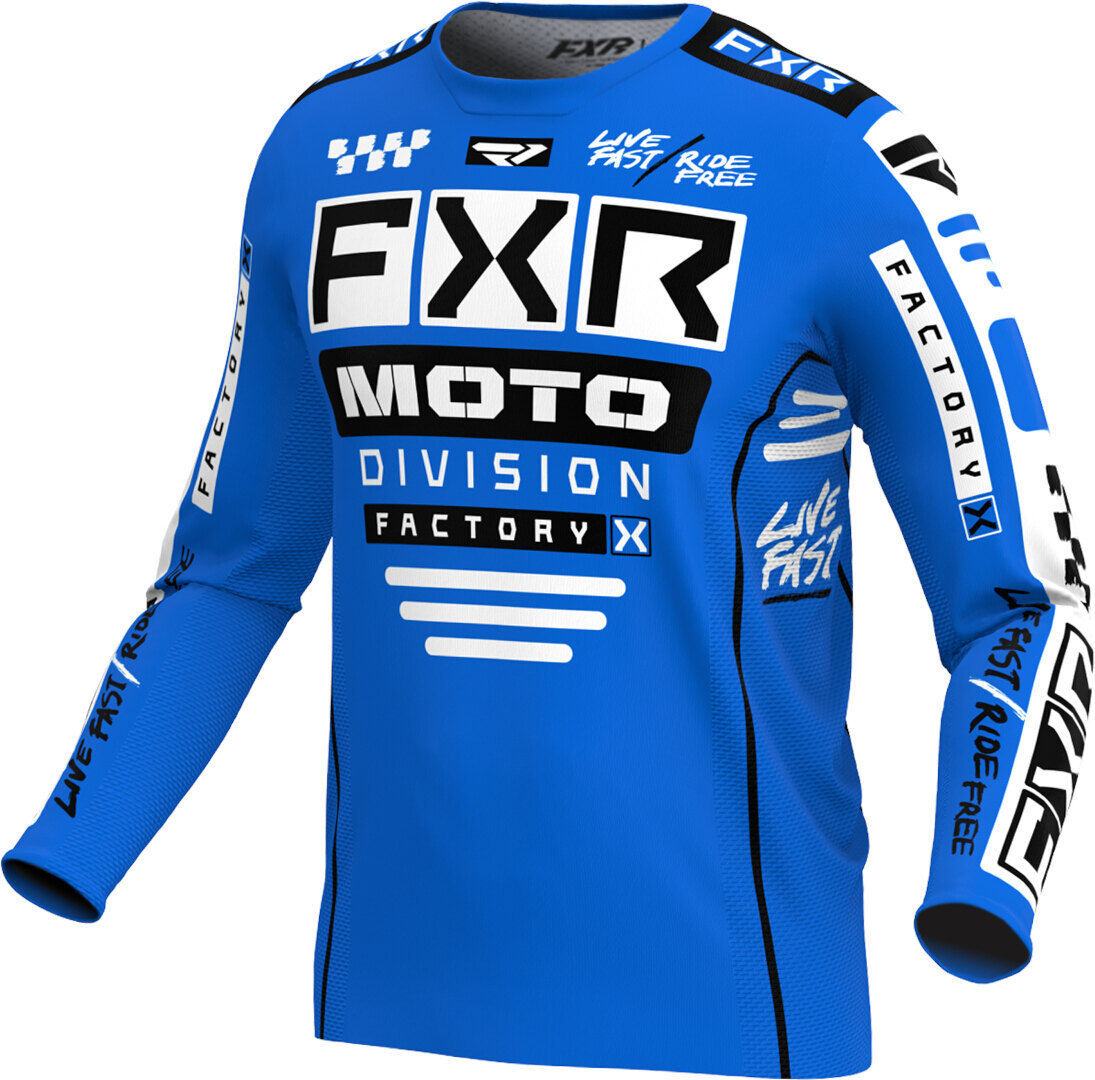 FXR Podium Gladiator 2024 Maillot de motocross - Negro Blanco Azul (S)