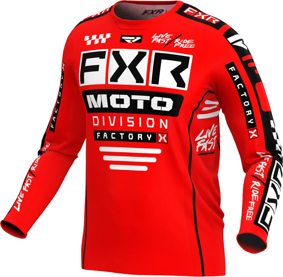 FXR Podium 2024 Youth Maillot de motocross - Negro Blanco Rojo (S)