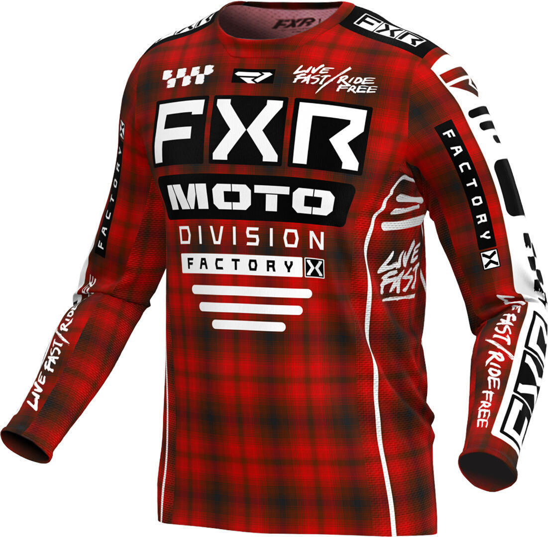 FXR Podium 2024 Youth Maillot de motocross - Negro Blanco Rojo