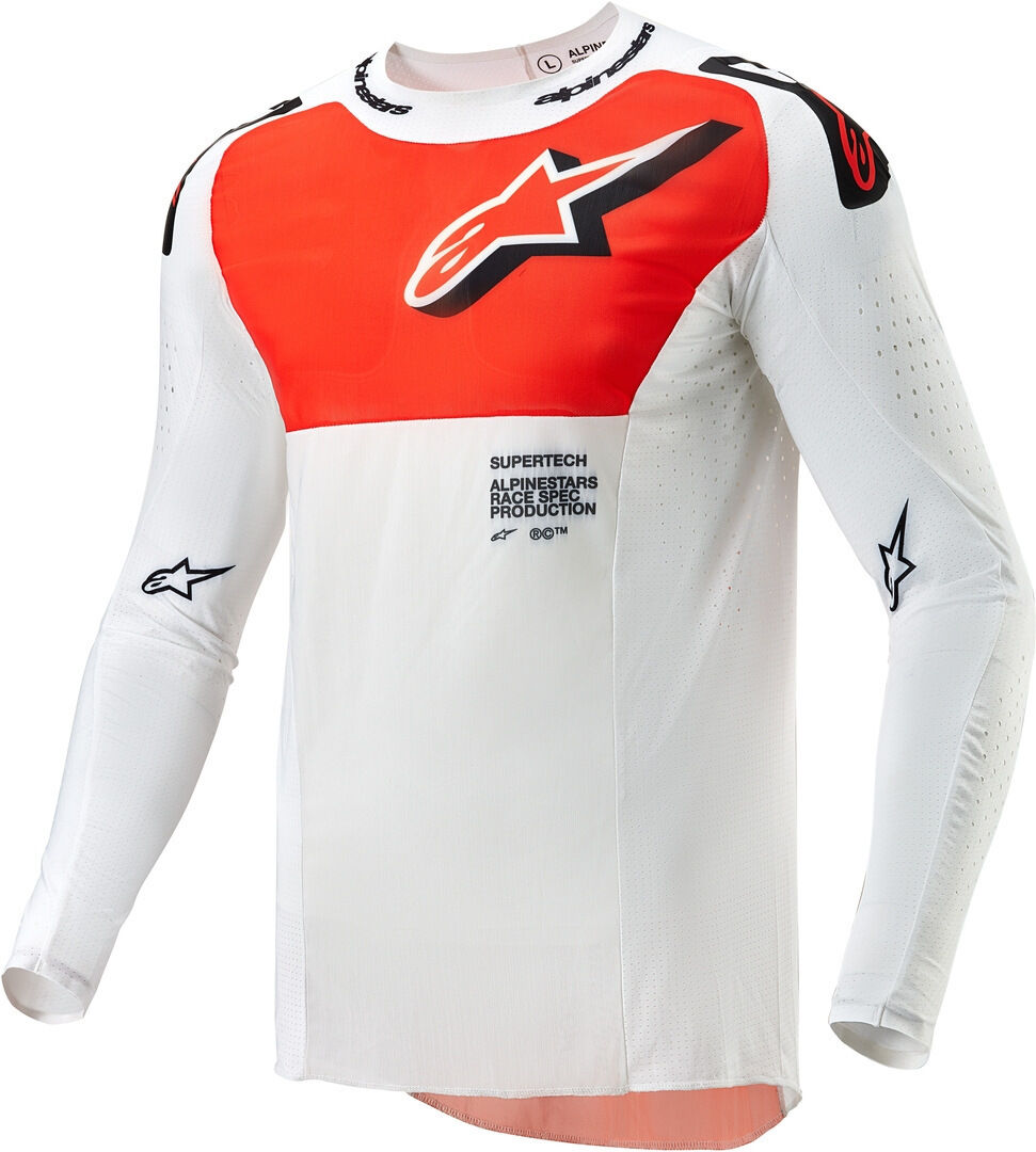 Alpinestars Supertech Ward Star Maillot de motocross - Blanco Naranja (2XL)