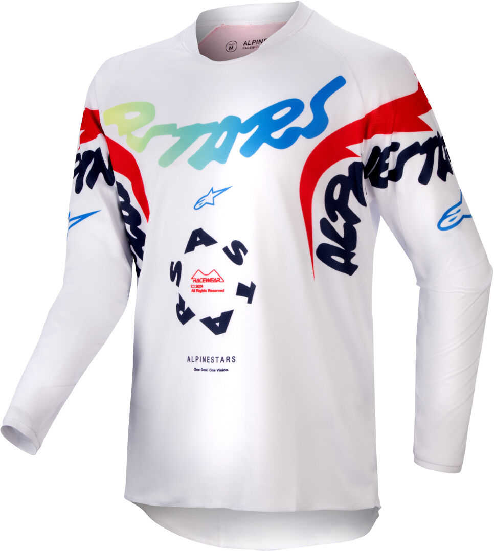 Alpinestars Racer Hana Maillot Juvenil de Motocross - Blanco Rojo Azul (L)