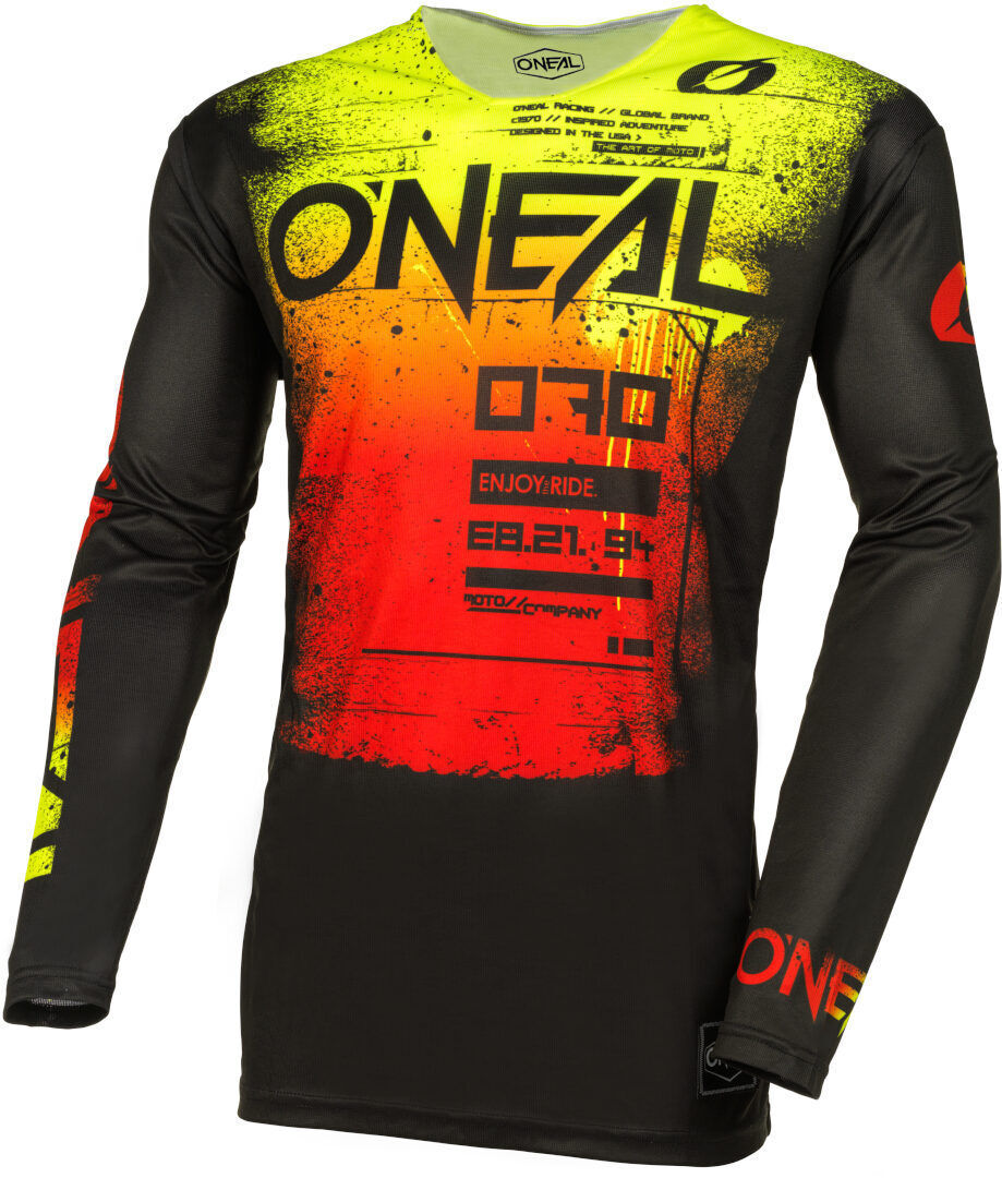 Oneal Mayhem Scarz Maillot de motocross - Negro Rojo Amarillo (2XL)