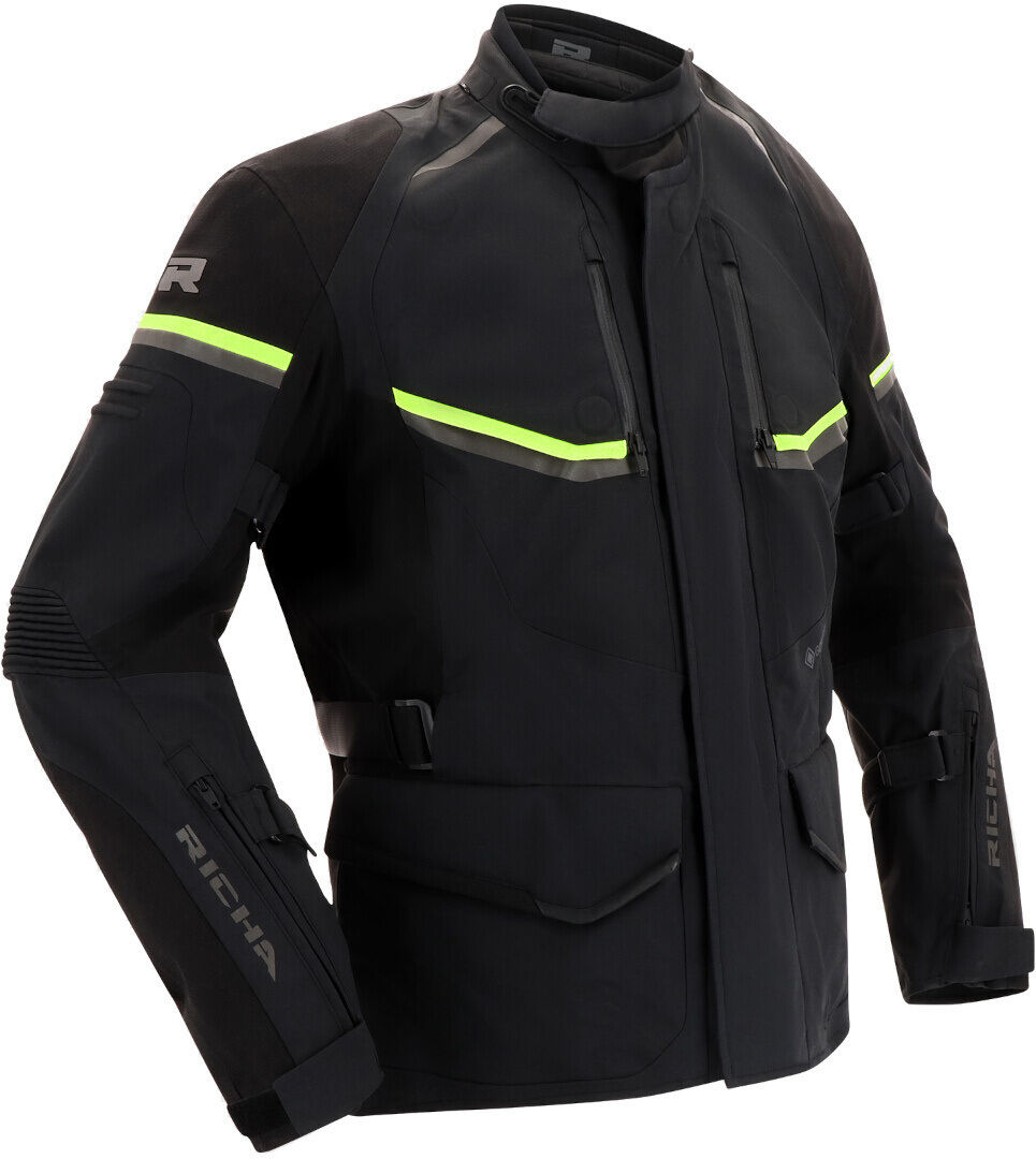 Richa Atlantic 2 Gore-Tex chaqueta textil impermeable para motocicletas - Negro Amarillo (S)