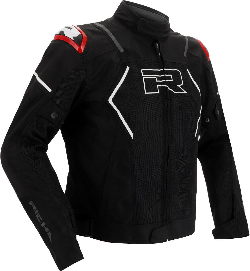 Richa Vendetta Mesh Chaqueta textil de moto - Negro Blanco Rojo (S)