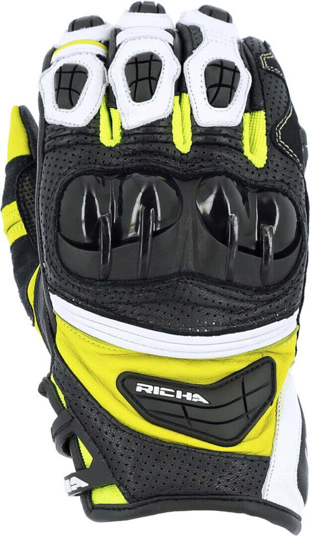 Richa Stealth Guantes de moto perforados - Negro Blanco Amarillo (XS)