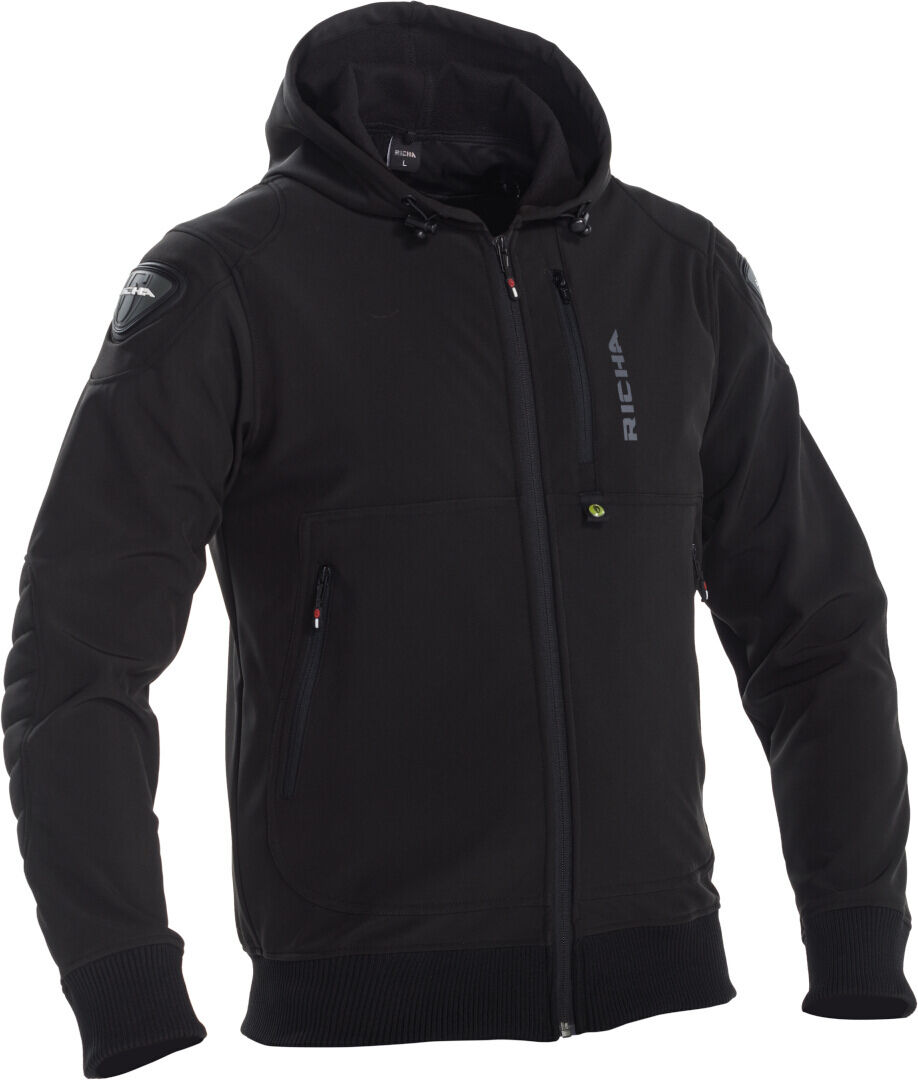 Richa Atom Sudadera con capucha con cremallera para motocicleta - Negro