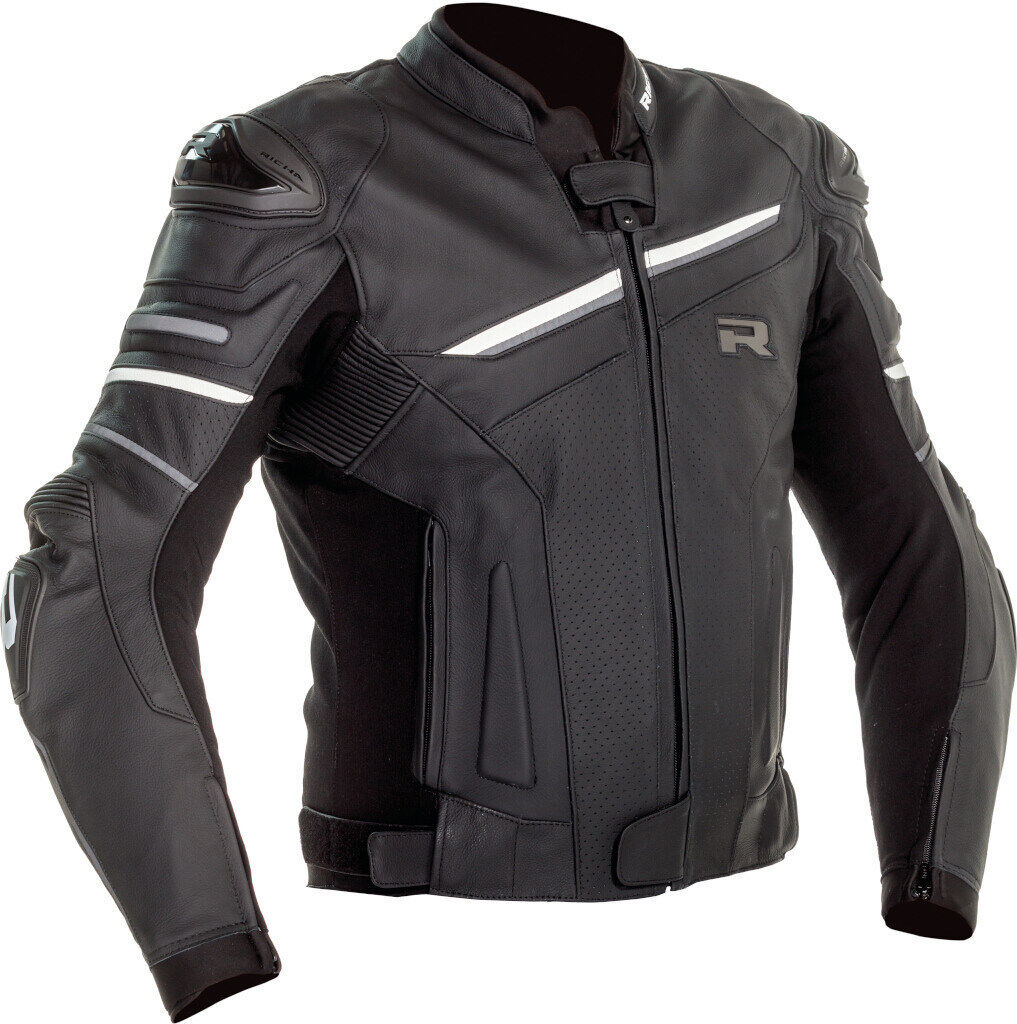 Richa Mugello 2 Chaqueta de cuero de moto perforada - Negro Blanco (44)