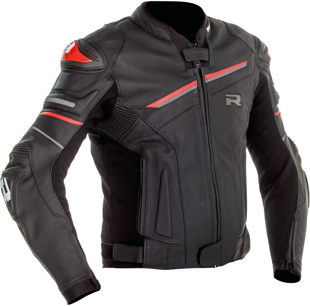 Richa Mugello 2 Chaqueta de cuero de moto perforada - Negro Rojo (50)