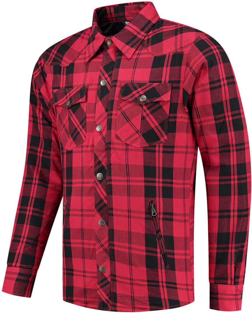 Rusty Stitches Neil Camisa de moto - Negro Rojo (S)