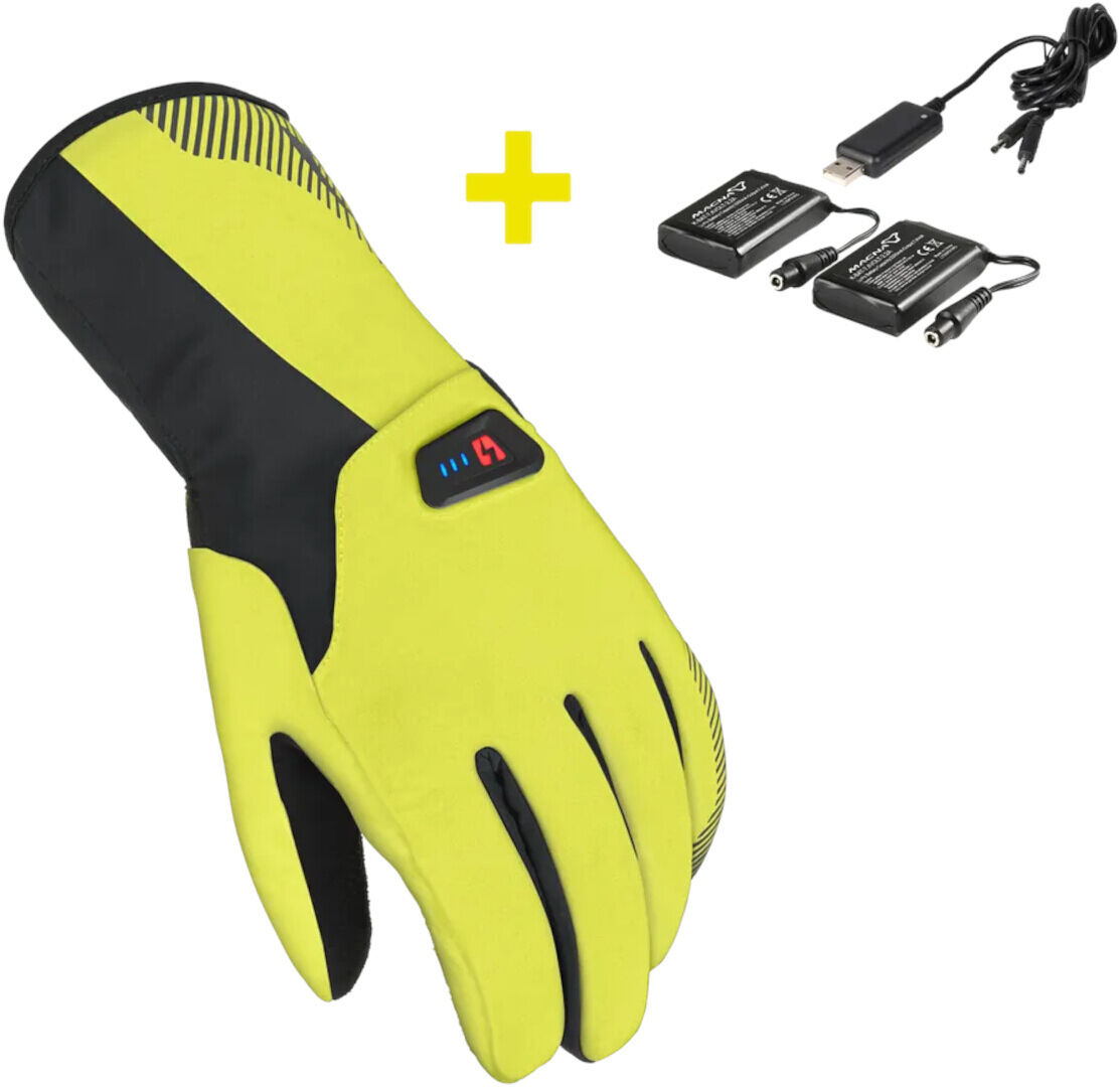 Macna Spark Kit de guantes de bicicleta calefactables - Negro Amarillo (XS)