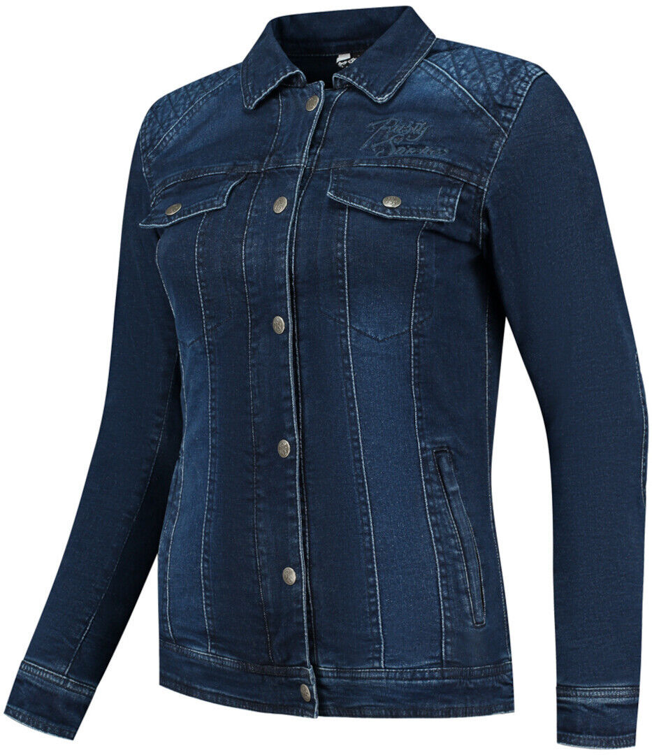 Rusty Stitches Dolly Chaqueta textil de moto para mujer - Azul (38)