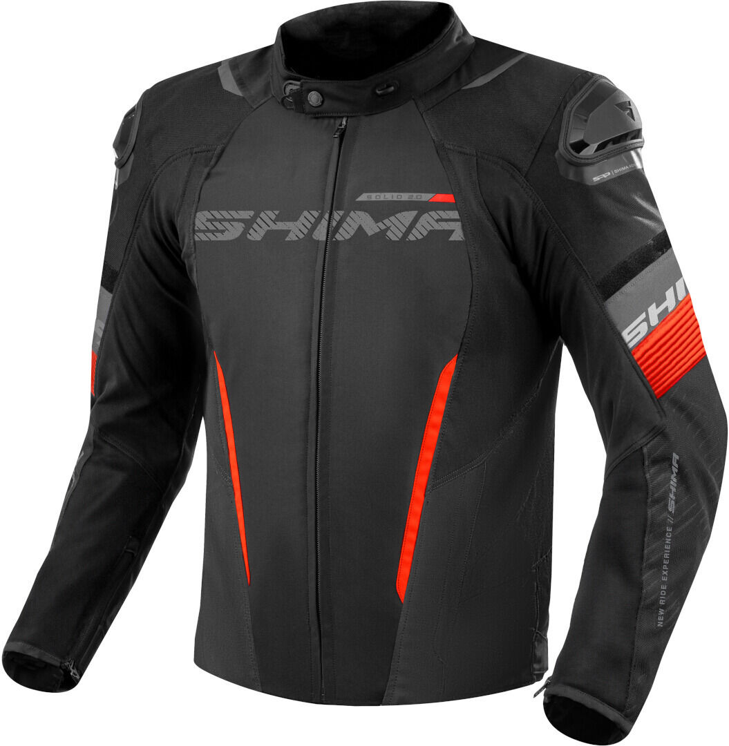 SHIMA Solid 2.0 chaqueta textil impermeable para motocicletas - Negro Rojo (3XL)