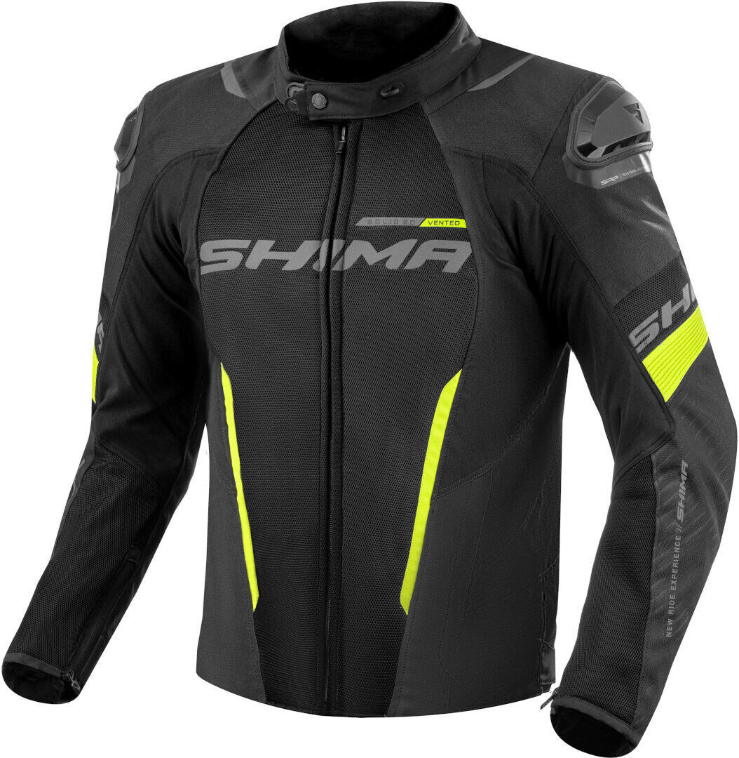 SHIMA Solid 2.0 Vented chaqueta textil impermeable para motocicletas - Negro Amarillo (L)