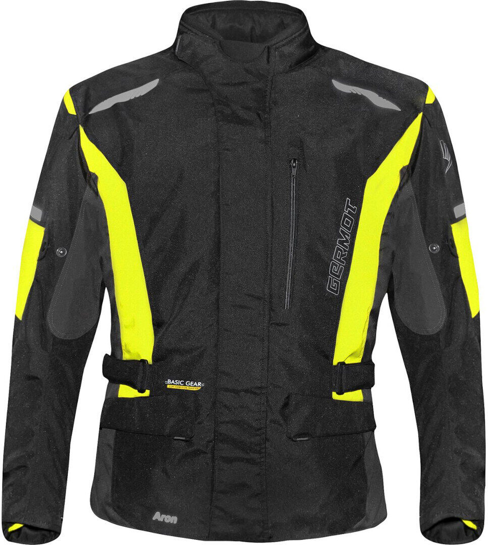 Germot Aron chaqueta textil impermeable para niños - Negro Amarillo (XS 140)