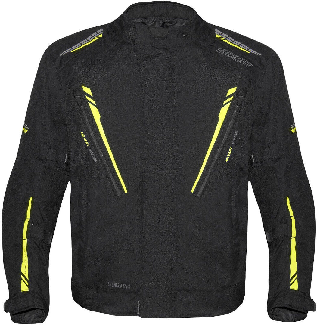 Germot Spencer Evo Big Size chaqueta textil impermeable para motocicletas - Negro Amarillo (3XL)