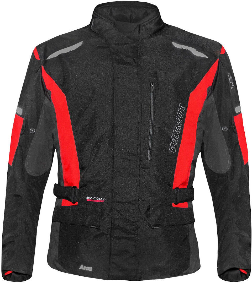 Germot Aron chaqueta textil impermeable para motocicletas - Negro Rojo (M)