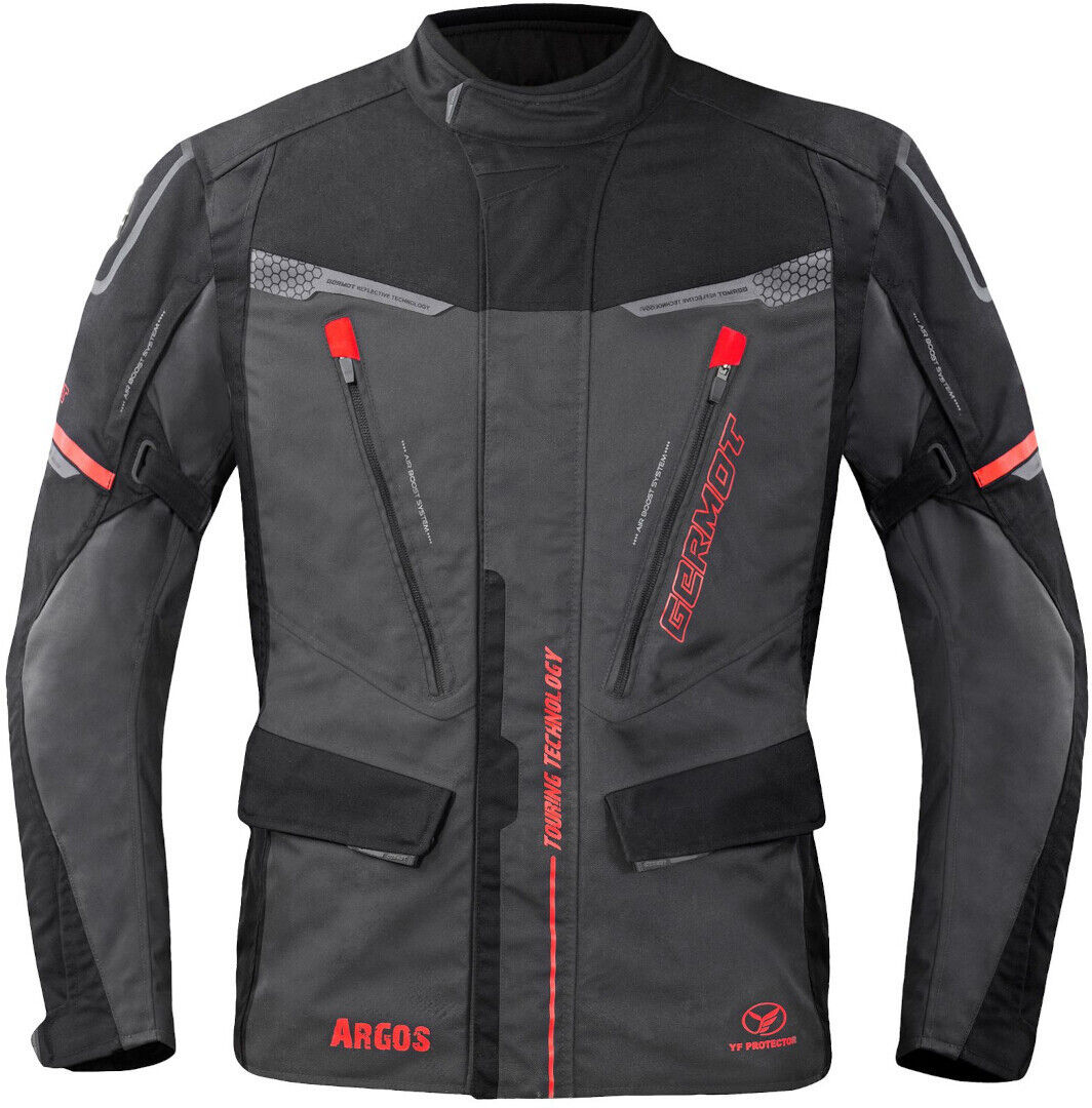 Germot Argos chaqueta textil impermeable para motocicletas - Negro Gris Rojo (4XL)