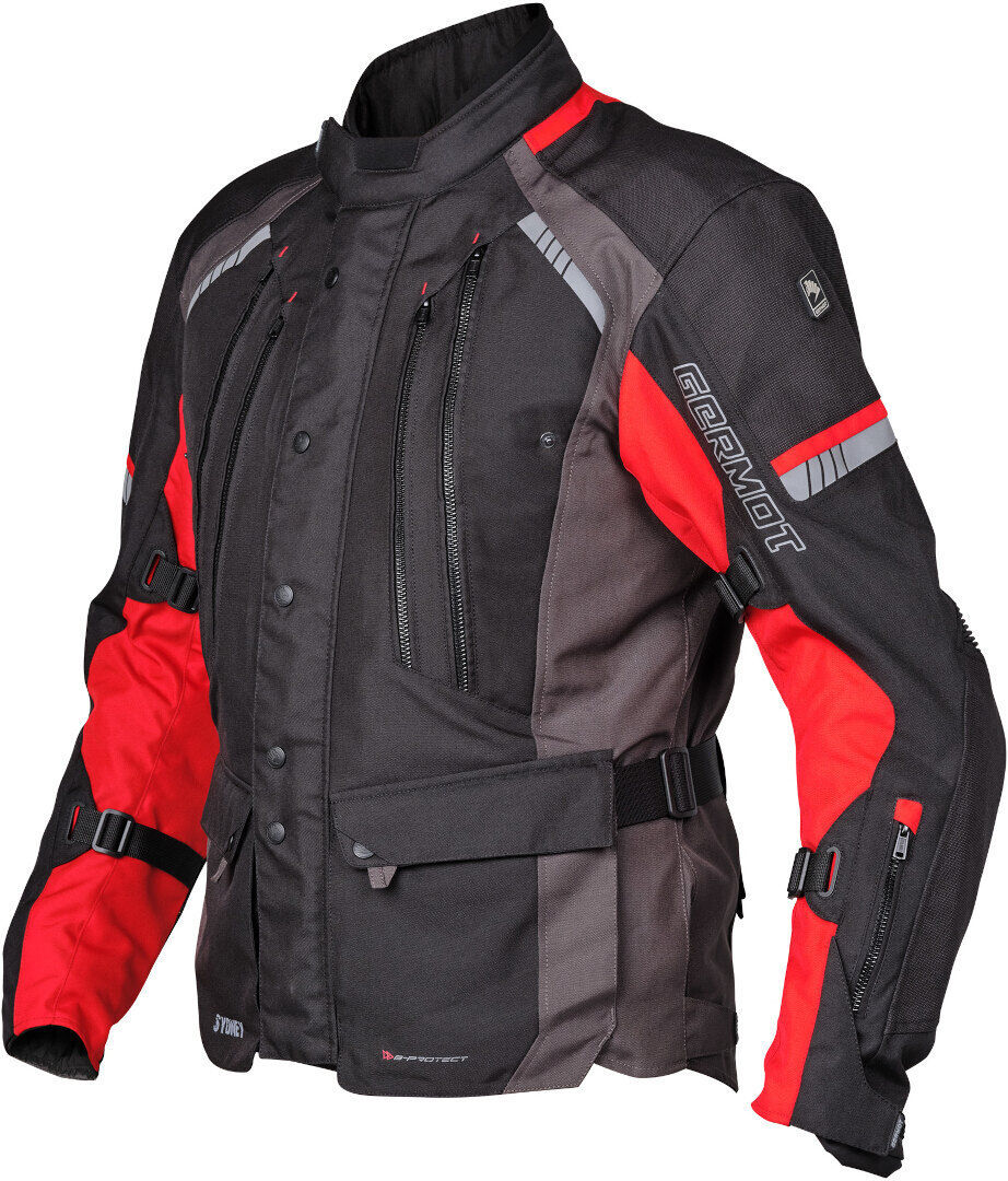 Germot Sydney chaqueta textil impermeable para motocicletas - Negro Rojo (3XL)