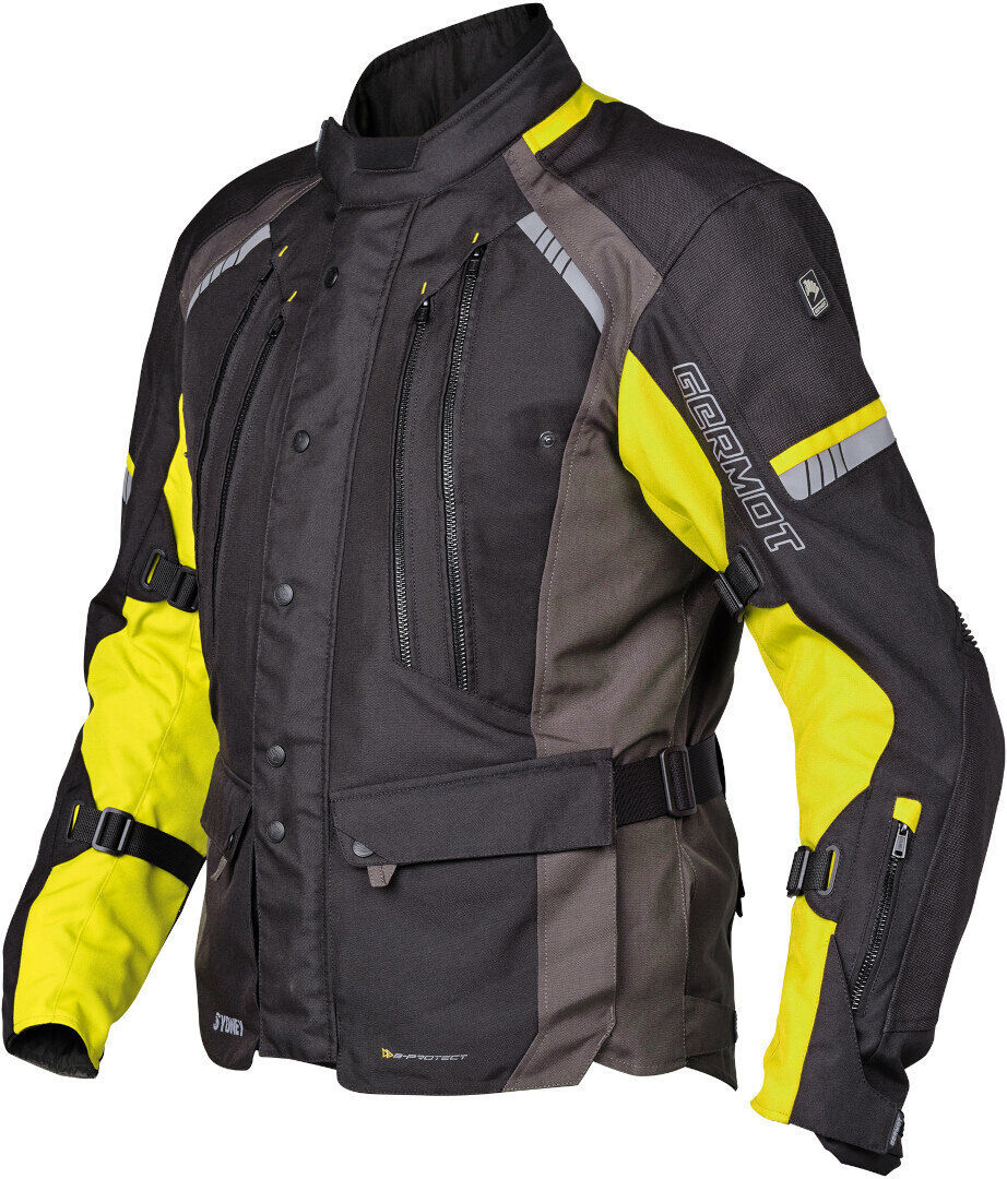 Germot Sydney chaqueta textil impermeable para motocicletas - Negro Amarillo (2XL)
