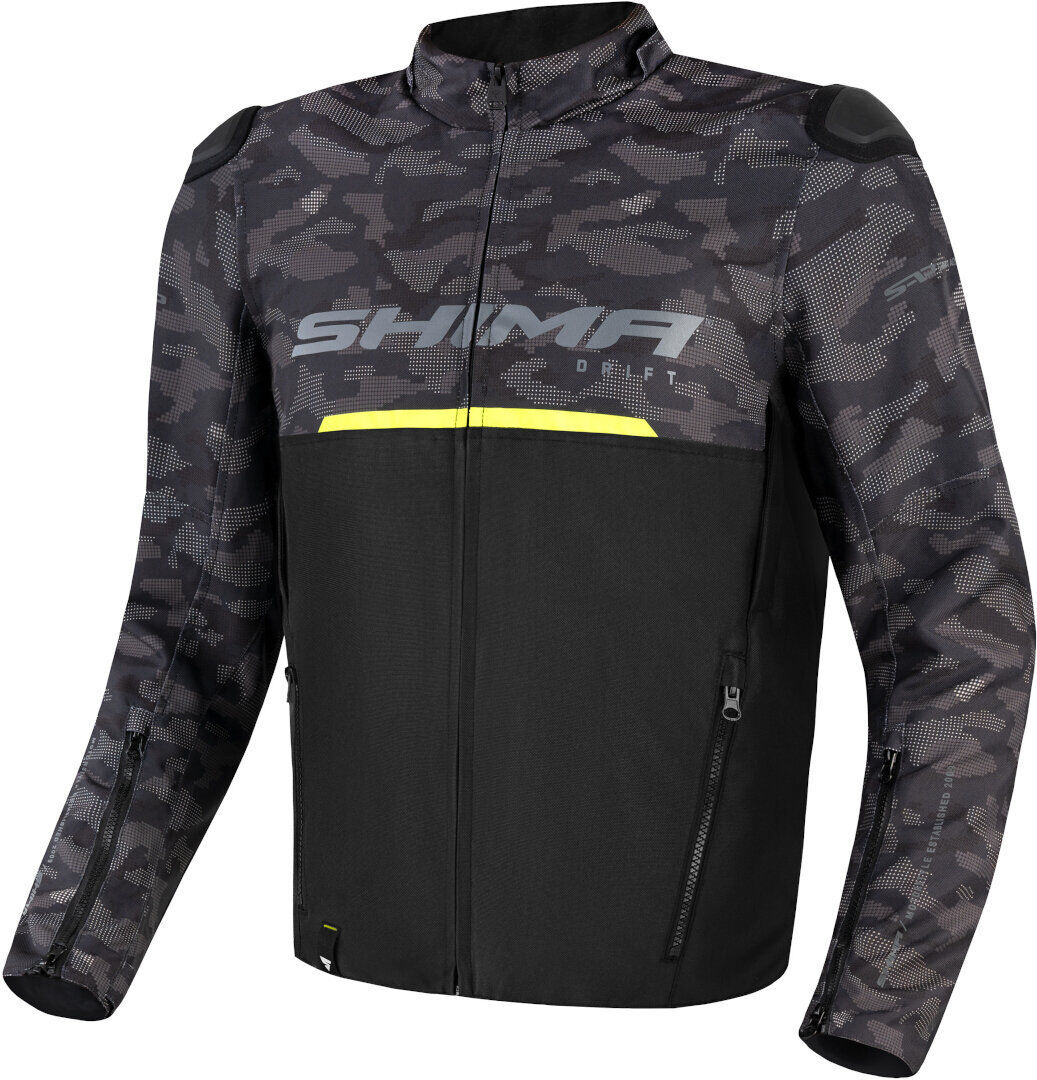 SHIMA Drift Camo Chaqueta textil de moto - Negro Gris Amarillo (3XL)