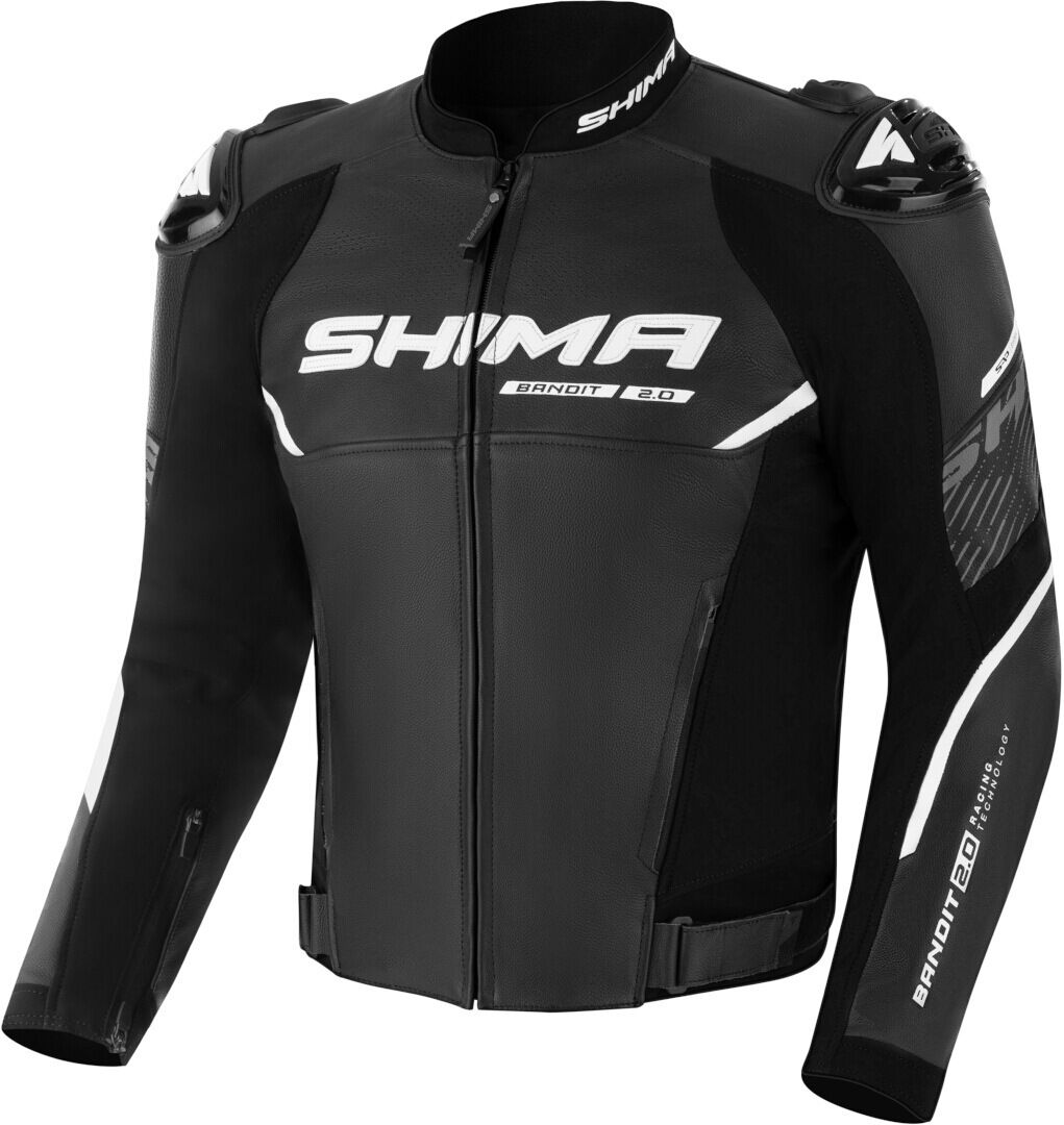 SHIMA Bandit 2.0 Chaqueta de cuero de moto perforada - Negro Blanco (56)
