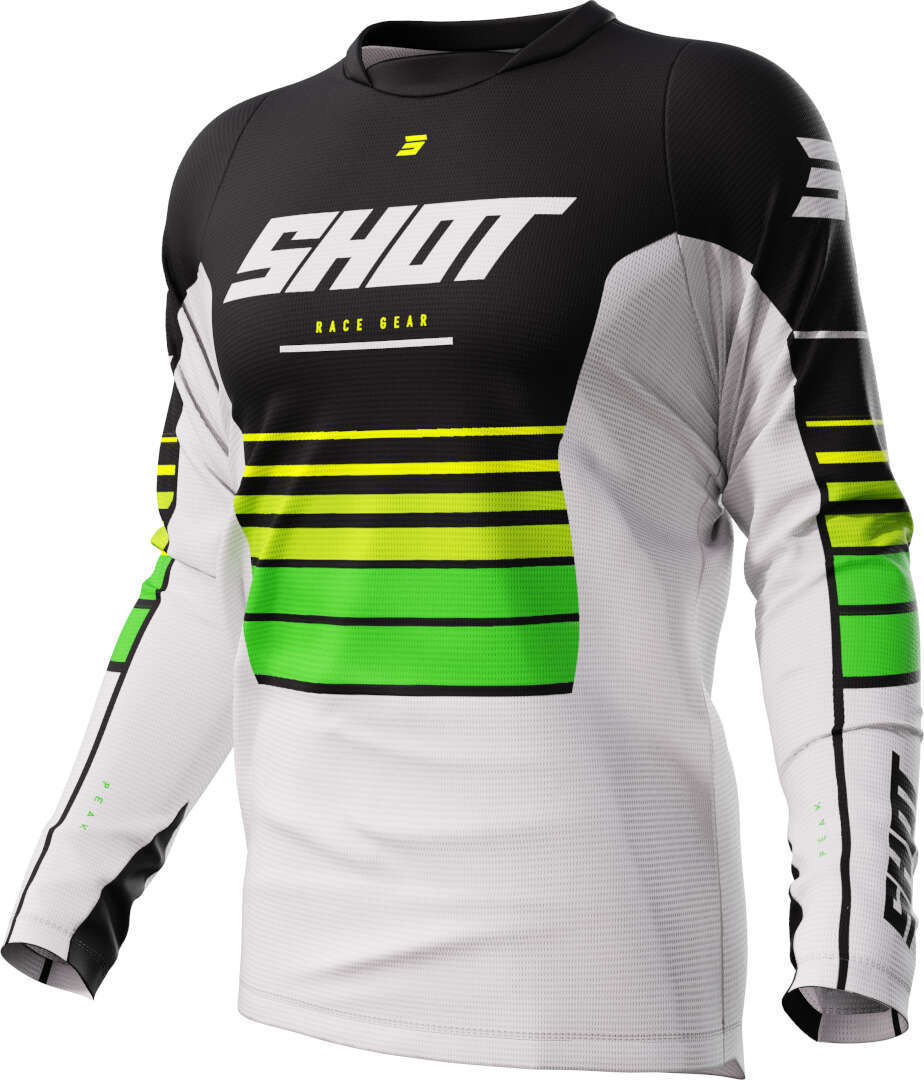 Shot Devo Peak Maillot de motocross - Negro Blanco Verde (XS)