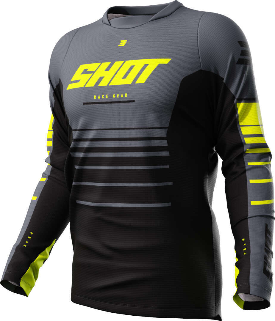 Shot Devo Peak Maillot de motocross - Negro Gris Amarillo (XL)