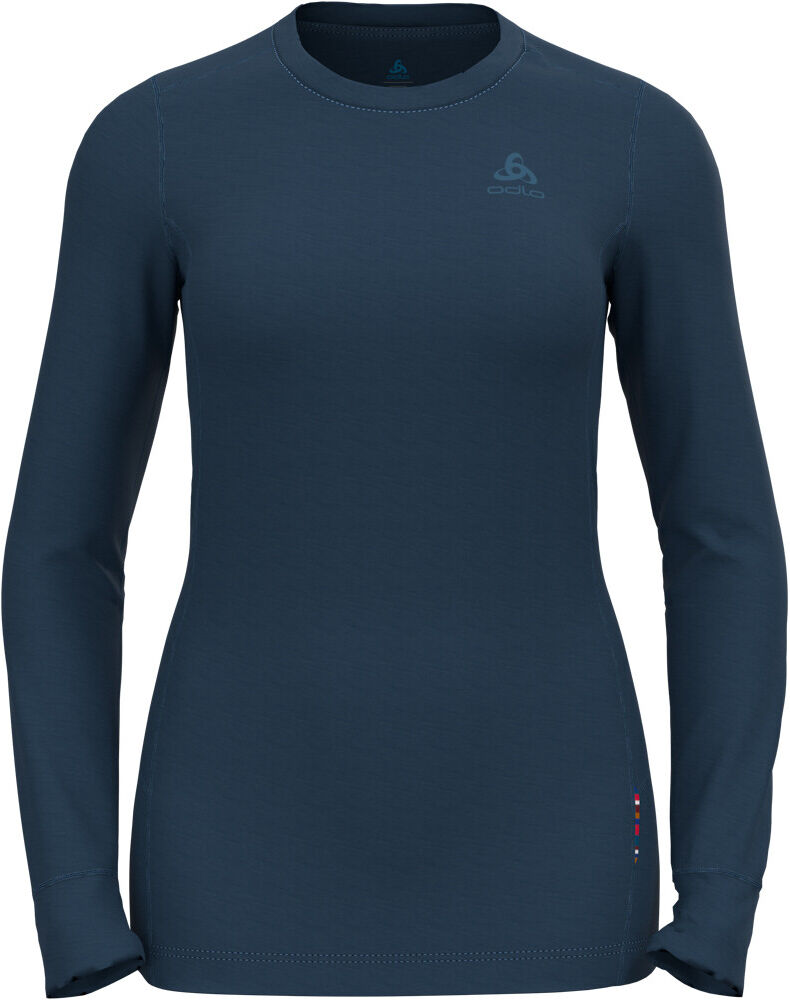 Odlo top crew neck l/s merino 200 camiseta térmica manga larga mujer Azul (XL)