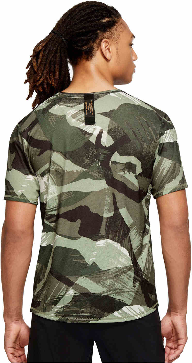 Nike df miler top ss camo camiseta técnica manga corta hombre Verde (XL)